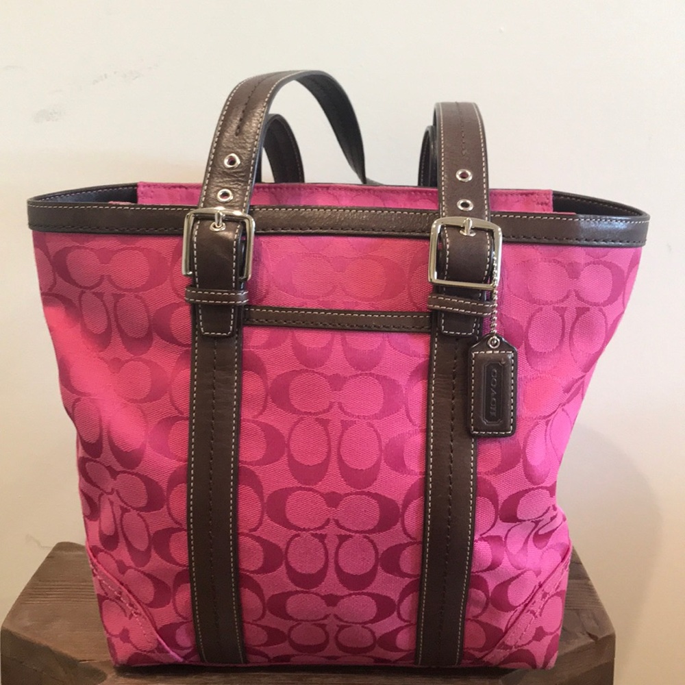 Authentic Magenta and brown Coach handbag